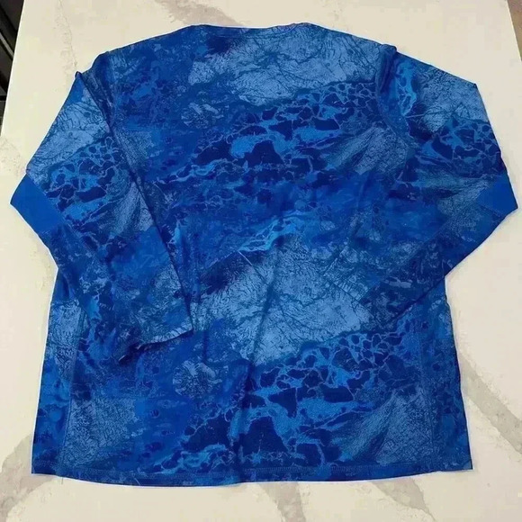 REALTREE FISHING Blue Marbled Wave LongSleeve Performance Vented Wicking Men 2XL - Picture 4 of 4